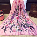 Women Foulard 100 Silk Beach Cover ups Big Scarf Spring Autumn Female Genuine Silk Scarves Summer