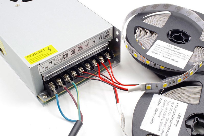 LED strip lights connect with power supply
