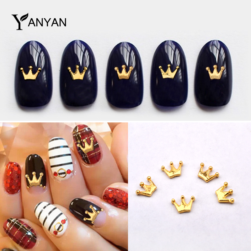 20pcs New Fashion Crown Alloy Nail Art Rhinestone Studs Gold 3d Nail Jewelry Charm DIY Styling Tool Nail Decorations