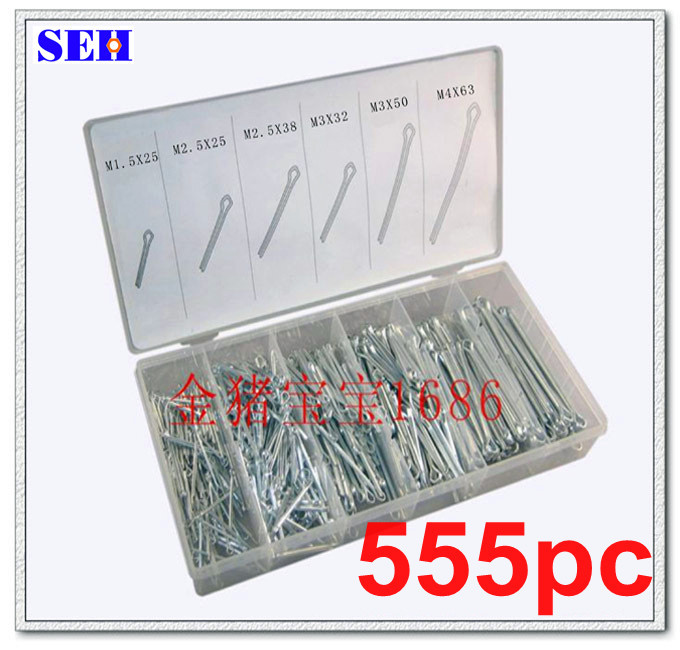 555pcs Split Pin Kit Cotter Pin Hardware tools Assortment box 