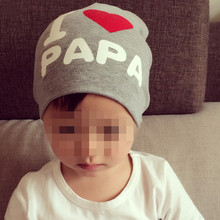 Lovely Kawaii Warm I LOVE MAMA PAPA Cap Knitted Cotton Beanie Cap For Baby Boy And Girls Cute