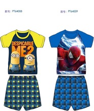 boy summer fashion 2-8 Baby boys clothing sets Spider Boy’s Tracksuit Small yellow cartoon child tops+pants 2 pcs Outfits Suit