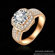 Fashion Jewelry Queen Rings 18K Gold Platinum Plated Micro Pave Clear AAA Cubic Zircon Classic Ring