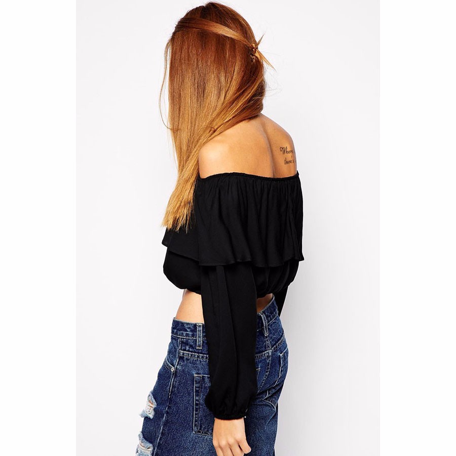 Black-Off-Shoulder-Frill-Crop-Top-LC25433-23965