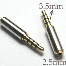 Gold 3 5mm Male to 2 5mm Female Stereo Audio Headphone MIC Adapter Converter