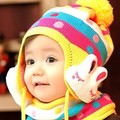 SCYL colorful Warm Winter Baby scarf knitting hat polka Dot cute Rabbit Hat Knit Caps Ear
