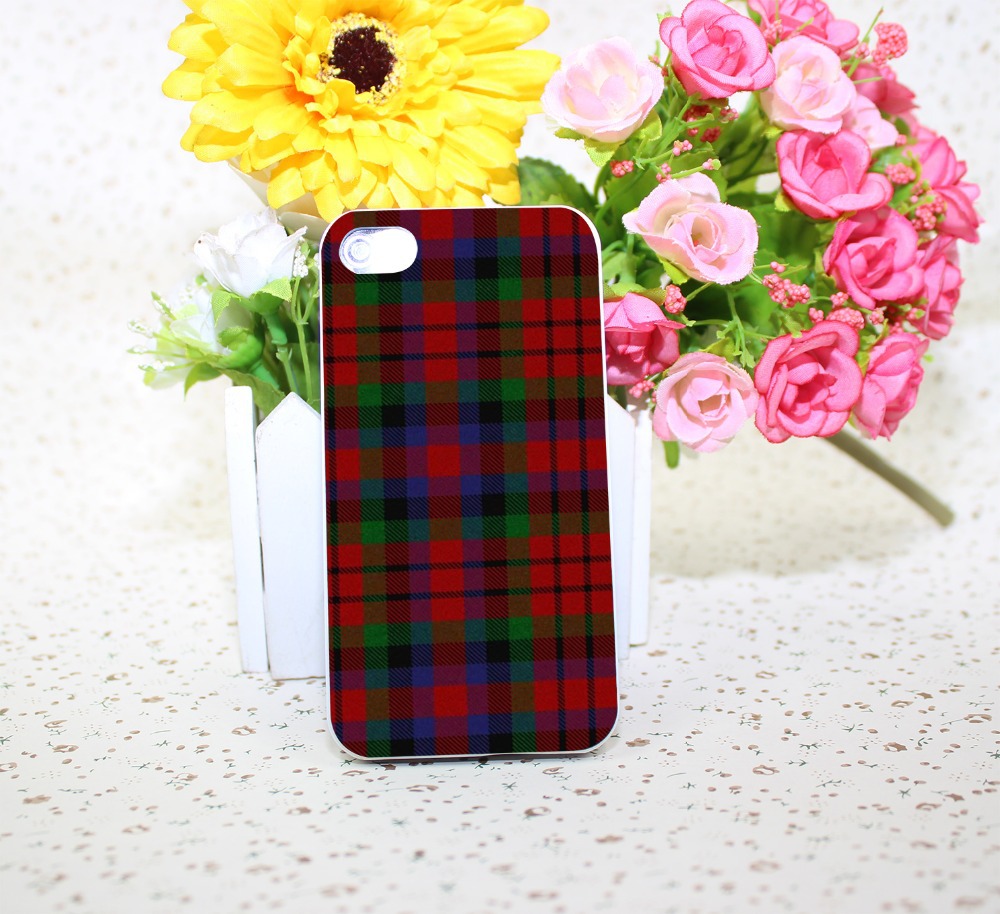RED BLUE font b TARTAN b font SCARF FASHION White Hard phone Case Cover for iPhone
