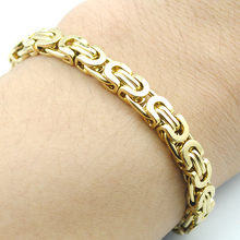 18K Gold Bracelet Byzantine Link Chain 316L Stainless steel 22CM*6MM Mens Bracelets For Women Pulseira Masculina Wholesale HB341