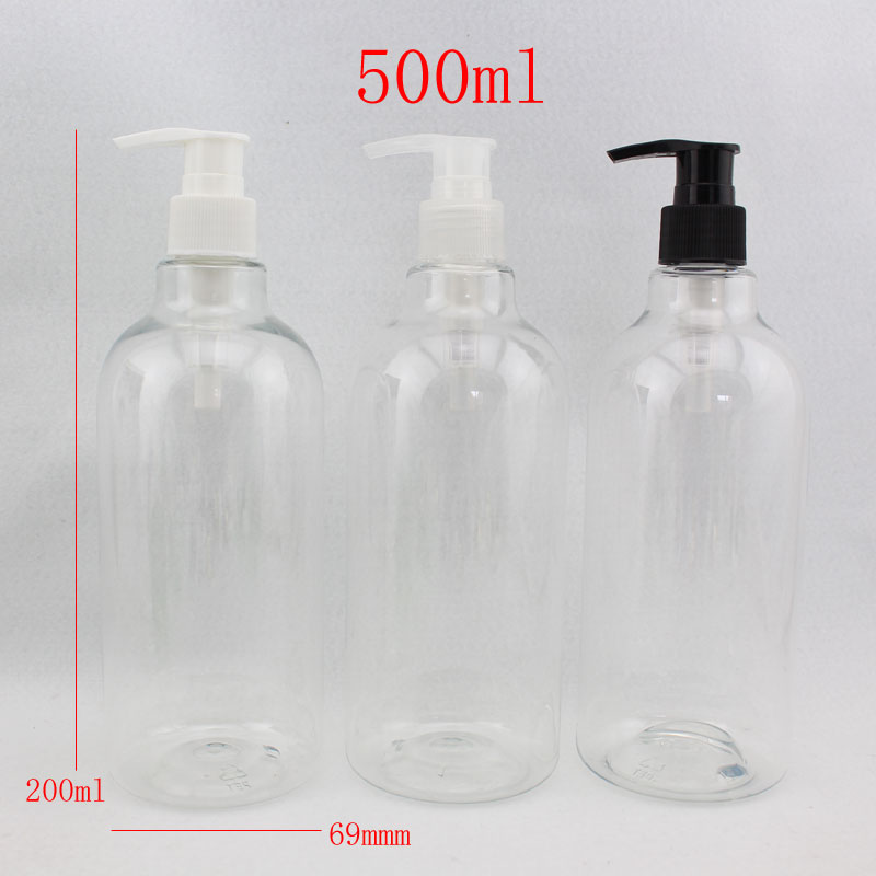 500ml X 12 transparent round lotion pump bottle , clear shampoo containers for cosmetic packaging  with liquid soap dispenser