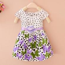 Summer Baby Girls Kids Short Sleeve Dress Polka Dots Butterfly Princess One-piece Dresses