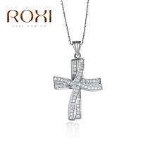 ROXI Delicate cross necklace platinum plated with AAA zircon,fashion Environmental Micro-Inserted Jewelry,303002834