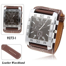 2016 Hot Selling Fashion Luxury Clock men Brown Leather Strap Watch Men Big Pointer Dial Casual Sports Quartz Watch Male Hours