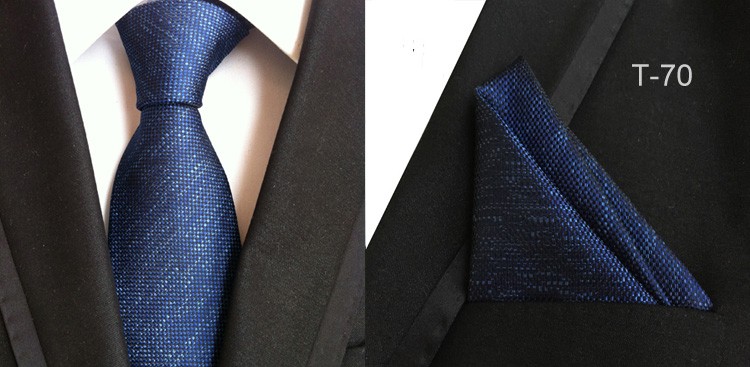 T118 NEW men silk ties /& handkerchief pocket square Tie set multi blue stripes