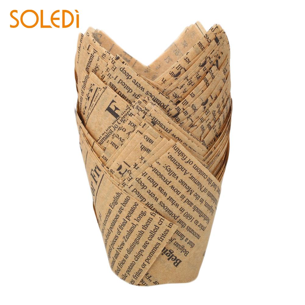 DIY 50PCS Cupcake Liners Wrapper Newspaper Style Cake Mold Holder Baking Cup Wrap Not Sticky Grease Proof Paper DIY 50PCS Cupcake Liners Wrapper Newspaper Style Cake Mold Holder Baking Cup Wrap Not Sticky Grease Proof Paper