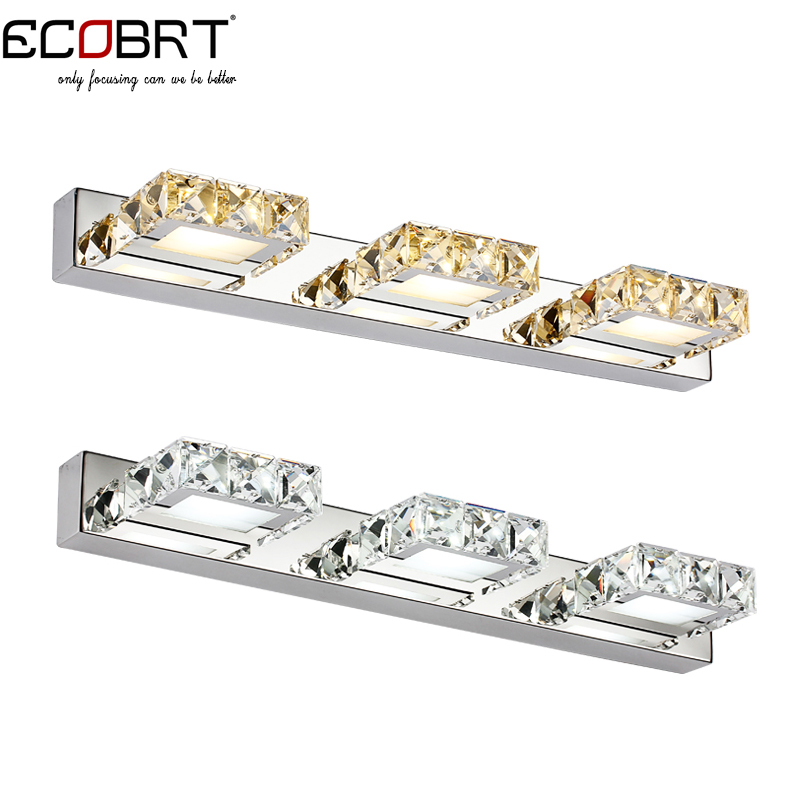 Modern 9W 46cm long led wall light in bathroom Square Crystal Sconce Lamps Surface 3-lights Waterproof IC Driver AC110V /220V