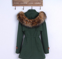 2015 New Winter coat Korean fashion loose Military green jacket women winter fur collar parka hooded