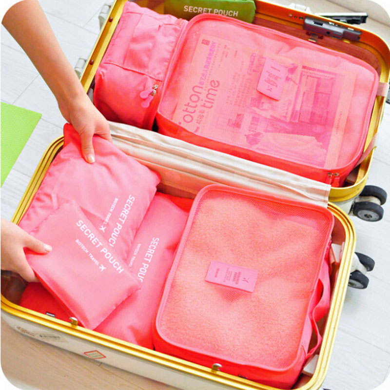 6pcs/set Korean travel Storage Boxes included bags waterproof business luggage bag clothing underwear finishing A01-3-011