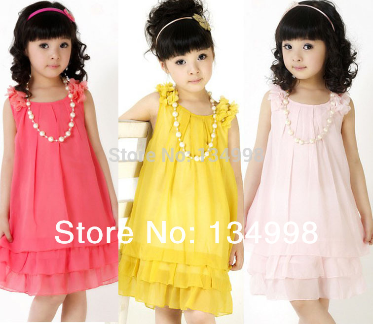 Child chiffon one-piece dress girl\'s female summer...