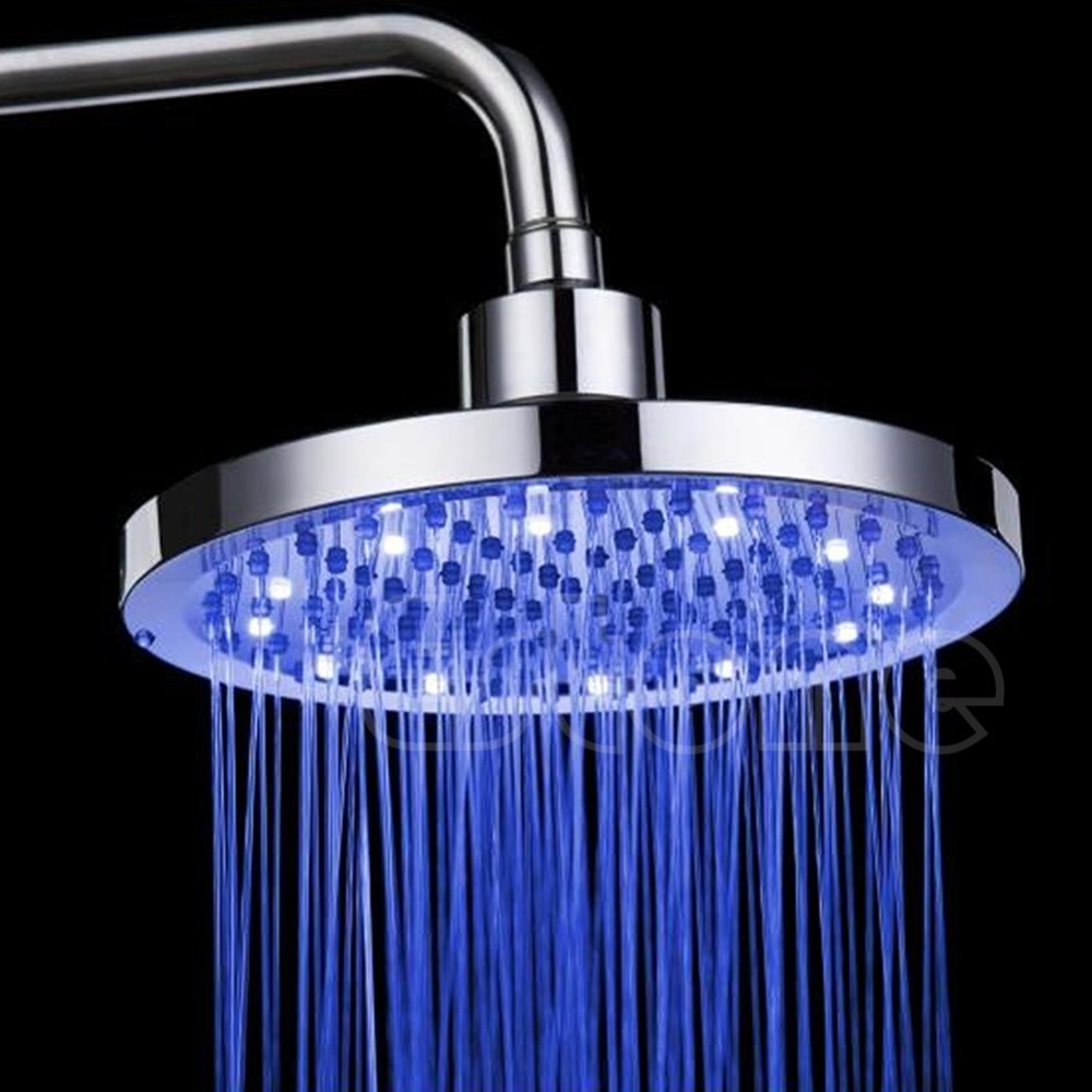 2021 8 Inch RGB LED Light Round Rain Bathroom Shower Head Color