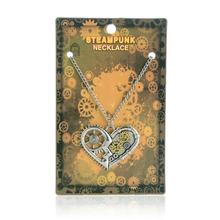 2015 Nerw Pendant Necklace Steampunk Vintage Lover Heart Chain Statement Necklace for Man Classic Gear Silver