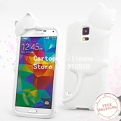 Free shipping +Hello Deere Diffie Cat for Samsung Galaxy SV GS 5 G900 Silicone Phone Cover — White