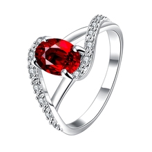 Christmas Gift red sim ruby diamon Princess Cut Oval best quality CZ Diamond 925 sterling silver jewelry Engagement Women Rings