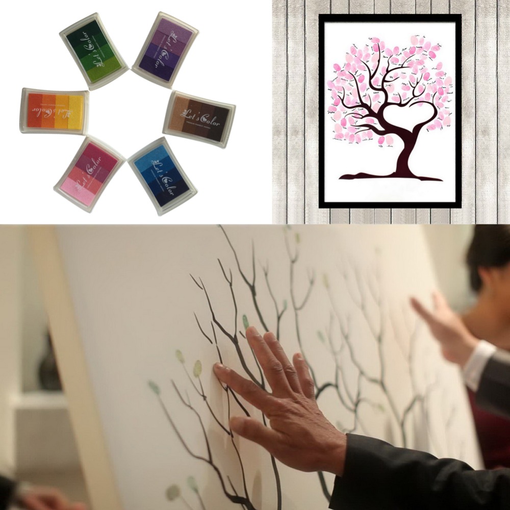 Customized Wedding Fingerprint Tree DIY Signature Guest Book Painting + 24 Colors Ink Pads Baby Shower Birthday Party Decoration Customized Wedding Fingerprint Tree DIY Signature Guest Book Painting + 24 Colors Ink Pads Baby Shower Birthday Party Decoration