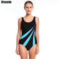 Riseado Sports Suits Swimwear Women One Piece Swimsuit Striped Backless Padded Swimming New 2016 Bathing Suit
