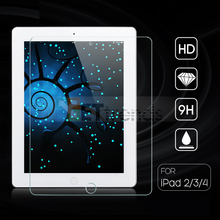 2015 NEW 50pcs/lotT Tempered Glass for iPad 2/3/4 tempered glass Screen Protector 0.33MM HD Ultra Straight edge free Ship by DHL
