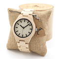 BOBO BIRD Mens White Maple Wooden Watch with Maple Wood Links Causal Wood Quartz Wrist Watch