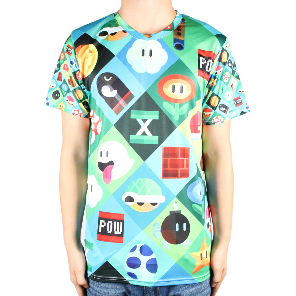 Cheap mens game tshirts with fashion designs short sleeve interesting cartoon super mario t-shirt 