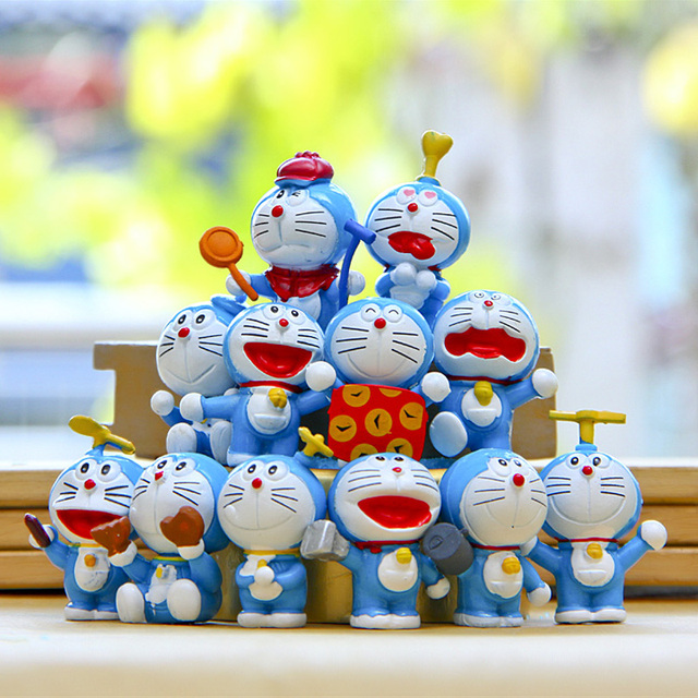 Аниме мультфильм 12 шт. милый Doraemon мини игрушки 12 шт. указан другой стиль мини Doraemon фигурку бесплатная доставка