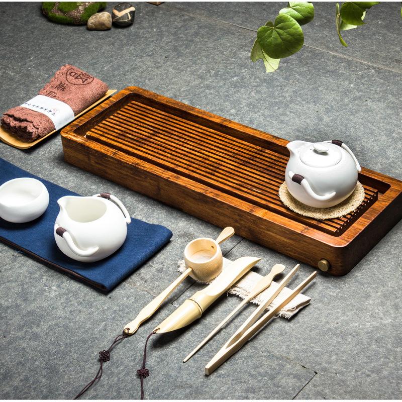  Bamboo gongfu tea tray single floor drainage solid wood tea