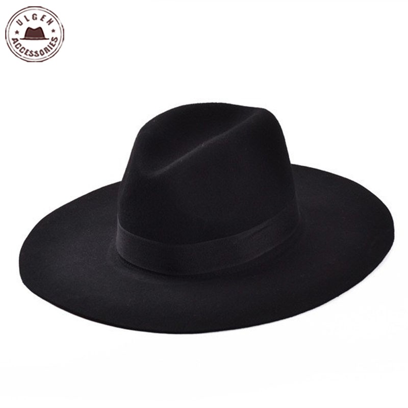 2015 Spring and Autumn flat brimmed fedora hat fashion large brimmed