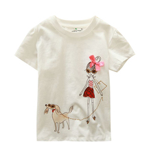 Special Offer 18 Months-6T Baby Girls T-Shirt Summer Children’s Tops Clothing Cute Cartoon Baby Girl And Dog Creative T-Shirt