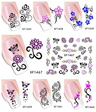 50Sheets XF1422-XF1469 Nail Art Water Tranfer Sticker Nails Beauty Wraps Foil Polish Decals Temporary Tattoos Watermark