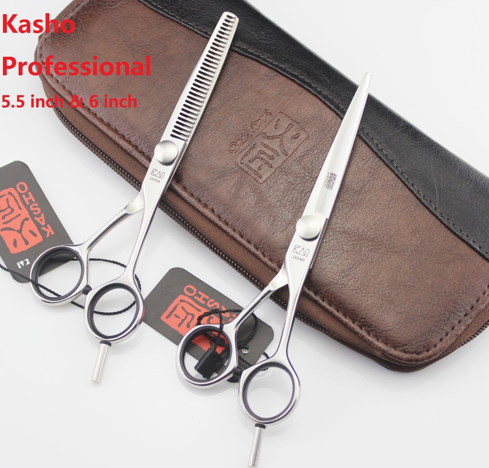 Kasho 5.5 inch 6 inch professional Hair Scissors set,cutting & thinning scissors,high quality barber shears