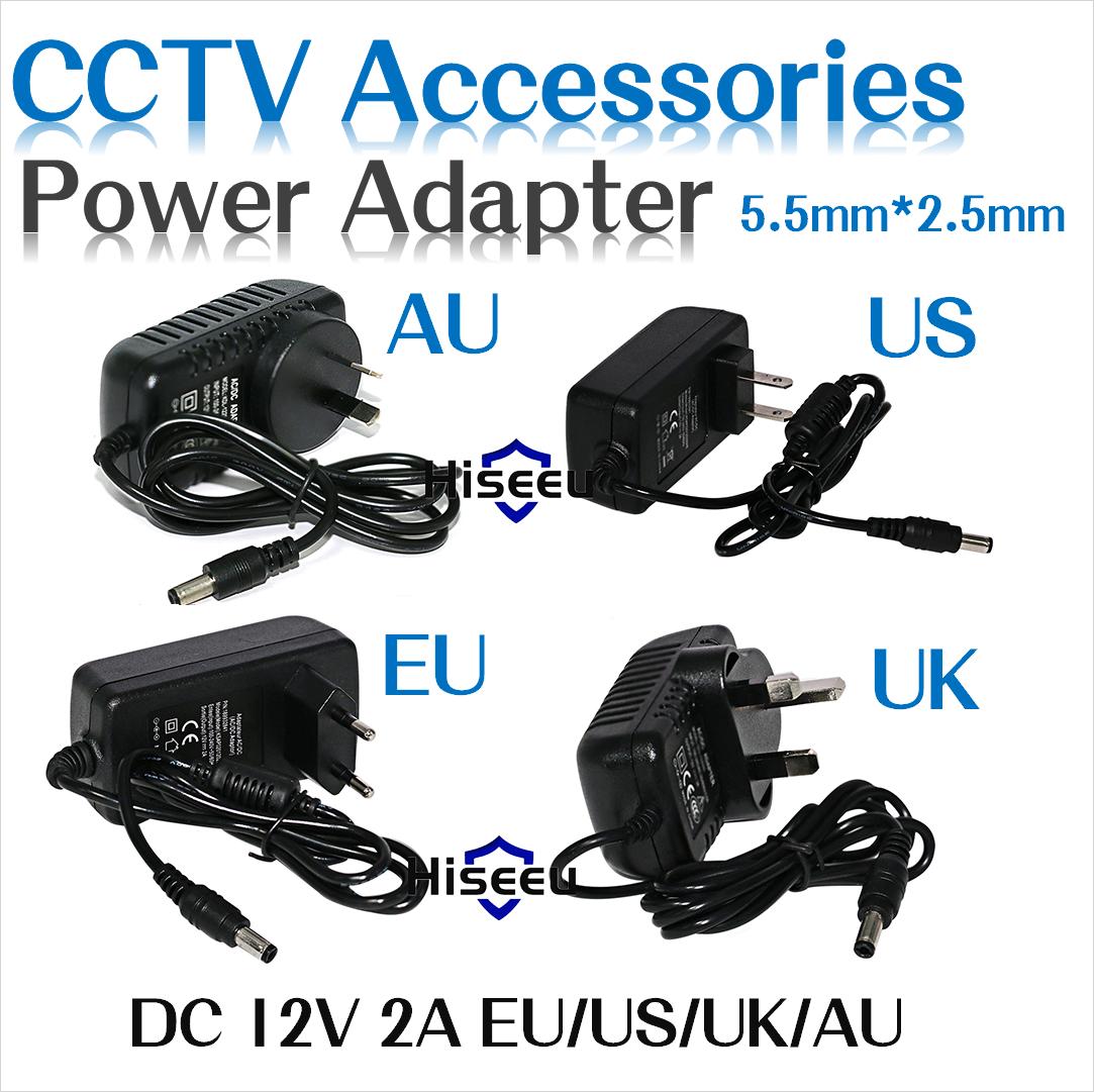 AC 100-240V to DC 12V 2A Switch Switching Power Supply Converter Adapter EU UK US AU 5.5mm*2.5mm Plug Free Shipping