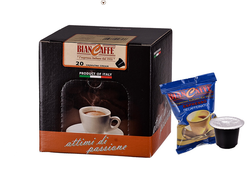 Biancaffe nespresso Italian original package imports espresso capsule pure decaffeinated coffee powder cafetera