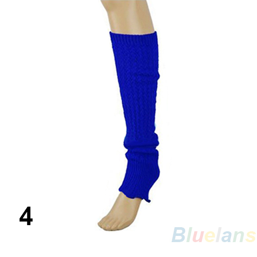 2013 Winter Warm Women Plain Knitted Leg Warmers Stocking Finger less Long Gloves Neon Solid Pure