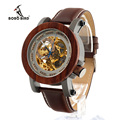 BOBO BIRD K12 Mens Transparen Semi automatic Mechanical Wooden Wristwatch Mens Watches Top Brand Luxury in