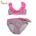 2016 Cute Pink Girls Two Piece Children Bikini Swimwear Swimsuit Kids Flower Floral Swim Bathing Suit