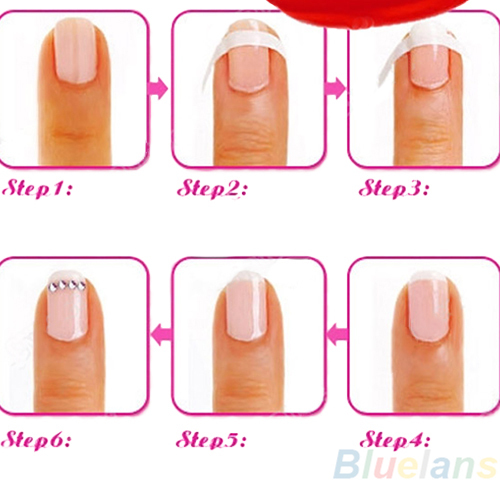 Each Pack includes 48 guides French Manicure Nail Art Form Fringe Guides Sticker DIY Stencil 02T2