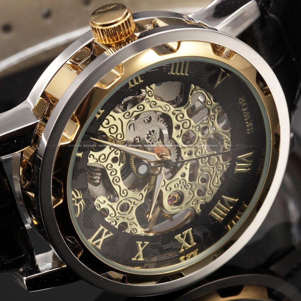 Часы winner Skeleton Gold