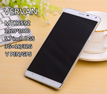 BEST VERVAN Phone 5.7 inch OGS screen MTK6592 octa core phone 3G RAM 16G/32G ROM 1920*1080 Android 4.4 GPS /3G mobile Phone