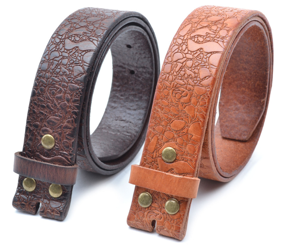 Brown Coffee Embossed Western Bonded Leather Snap On Belt Strap For Belt Buckles Free Shipping ...