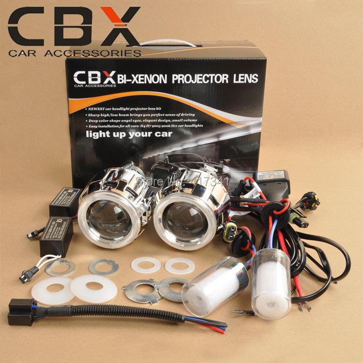 Фотография CBX G8 H4 H7 2.5 inches Mini WST HID Bi xenon Projector Lens Xenon Bulb CCFL Angel Eye Halo for Car Headlight Retrofit Kit