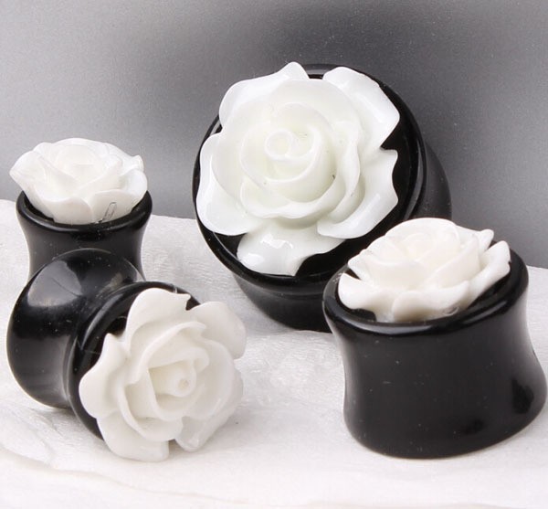 fashion-women-rose-ear-gauges-piercing-expanders-acrylic-big-size-white-flower-8mm-18mm-plugs-stretchers