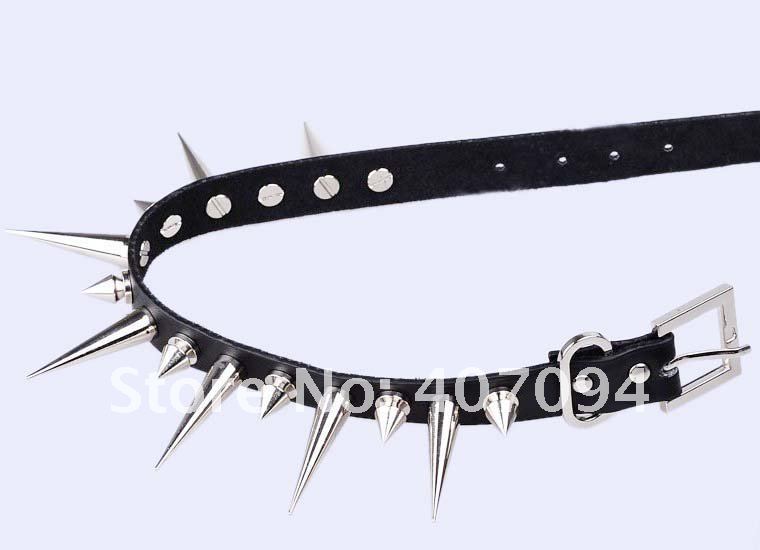 Torques Gargantilla Collar Punk Rock Gótico de Cuero negro de Cuero de Moda Stud Pico Ajustable Hebilla de Collar de La Joyería en Torques de Joyas y