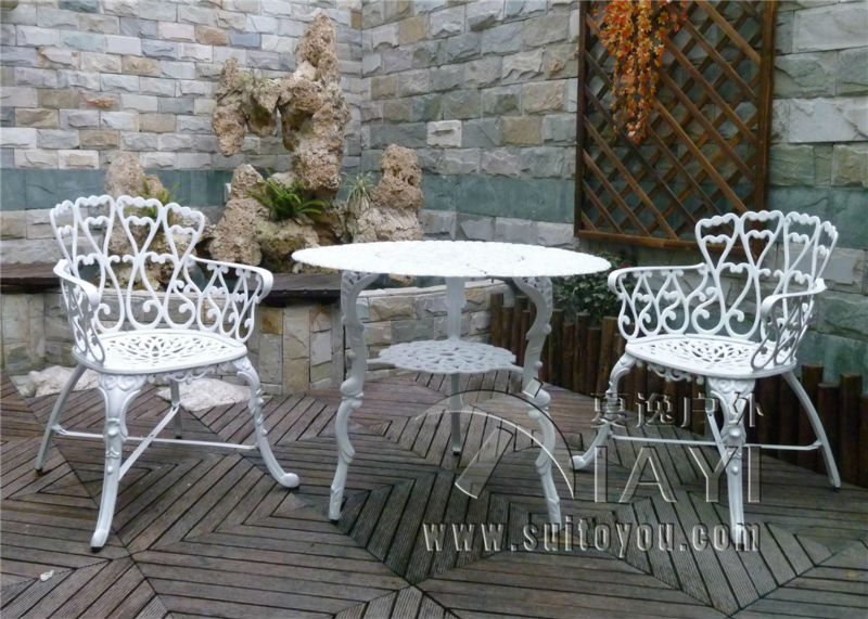 white cast iron patio set